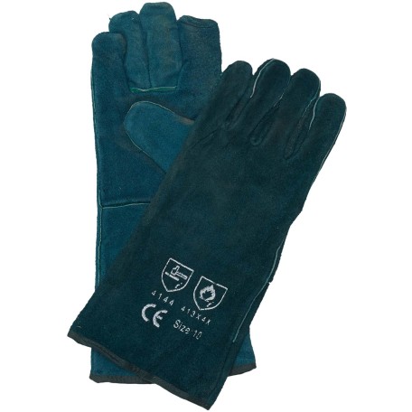 2056-Green Lined Fully Welted Leather Gloves 15cm Cuff 2056-Green Lined Fully Welted Leather Gloves 15cm Cuff