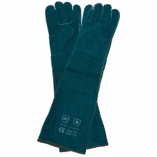 2057-Green Lined Fully Welted Leather Gloves 40cm Cuff 2057-Green Lined Fully Welted Leather Gloves 40cm Cuff