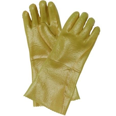 2108-PVC Elbow Length Hi-Vis Green Smooth Finish Gloves 35cm