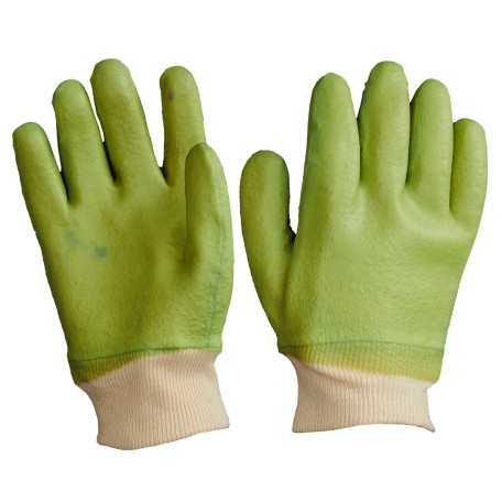 2111-PVC Extra Heavyweight Hi-Vis Green Reinforced Knit Wrist
