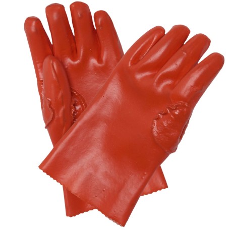 2114-PVC Hi-Vis Orange Reinforced Safety Cuff Gloves 27cm