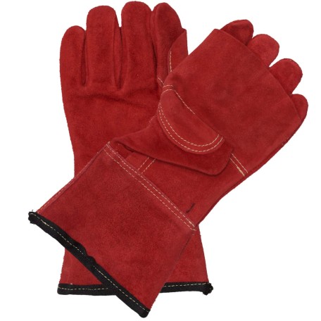 GLHR11-Superior Quality Red Leather Heat Gloves 11cm Cuff